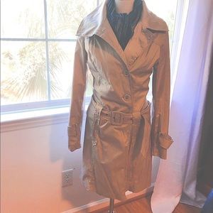 Icy Silver Trench Belted Coat Size Medium